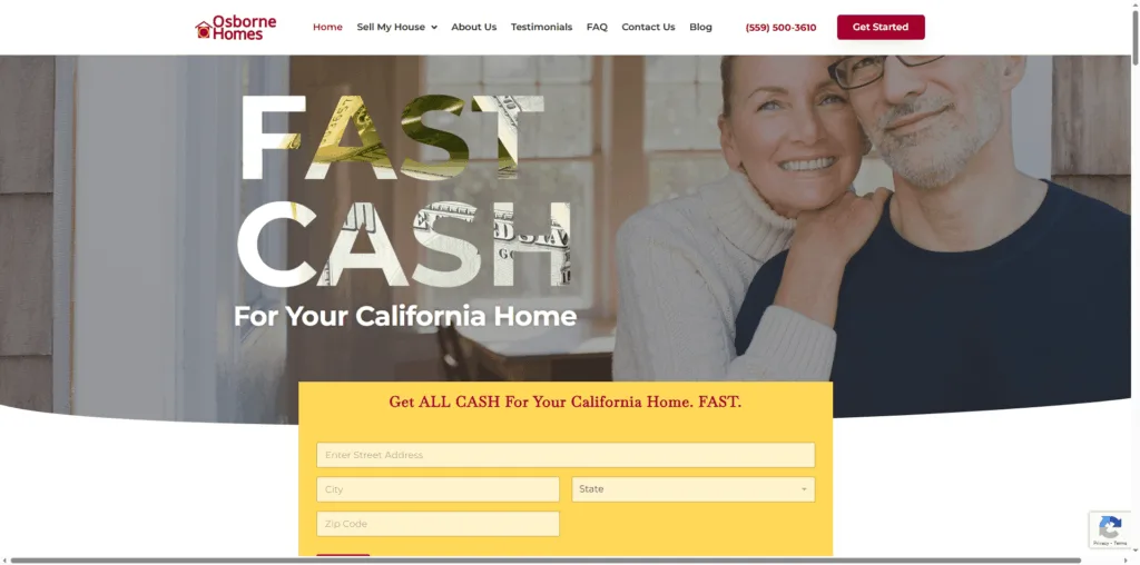 Osborne Homes website landing page