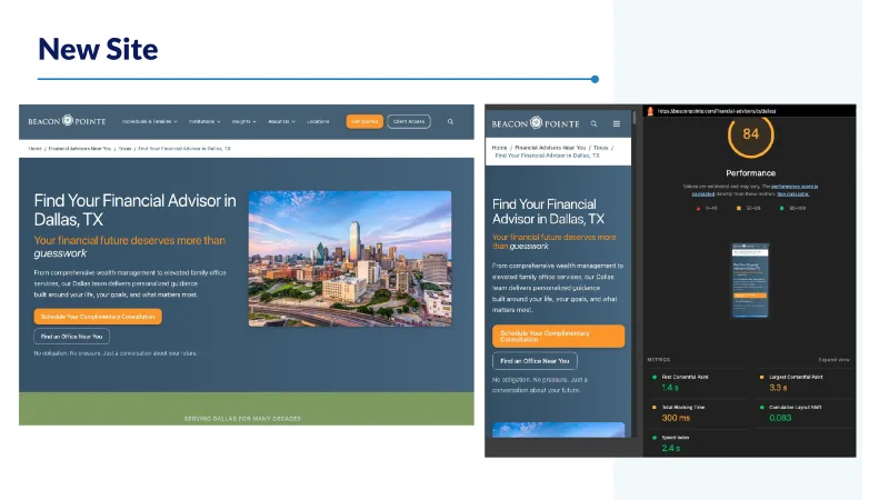 Screenshot of Beacon Pointe Dallas New Site