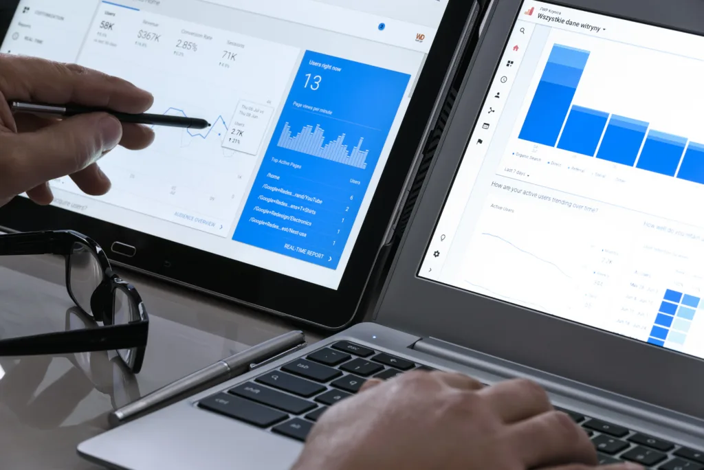 Marketing analytics screens used to track omnichannel campaign performance and customer engagement.