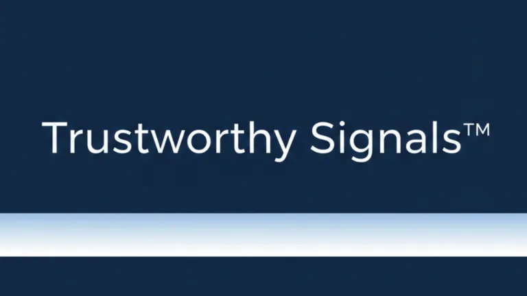 Banner image in navy blue and white gradient that says: Trustworthy Signals™.