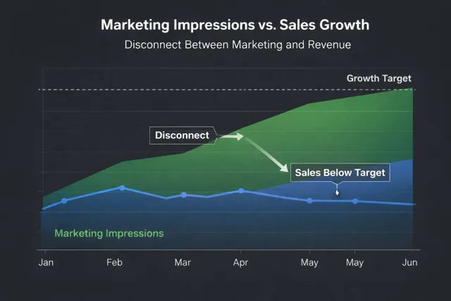 A graph representing the disconnect between sales and marketing.