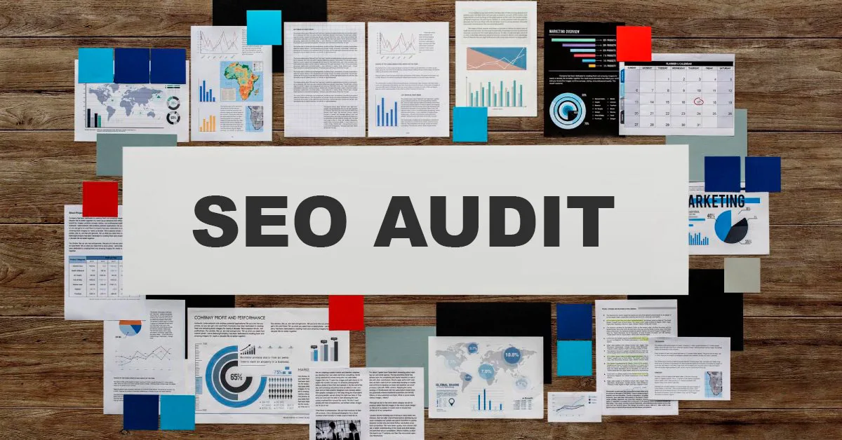 Audit report documents laid out, highlighting the importance of SEO analysis.